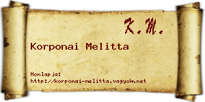 Korponai Melitta névjegykártya